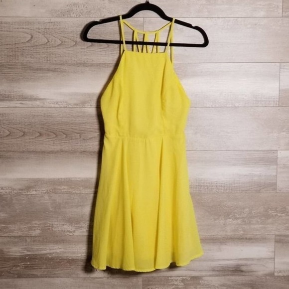 Lulu's Women's Strappy Together Yellow Backless Fit & Flare Mini Dress Size S - Picture 2 of 6